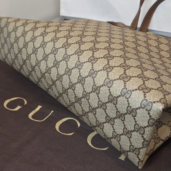 GUCCI 1970's Accessories Collection coated canvas/leather/webbing large tote bag - Picture 11 of 17